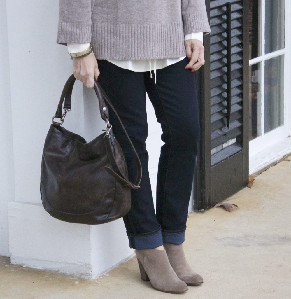 j.crew blazer, ann taylor sweater, dolce vita booties