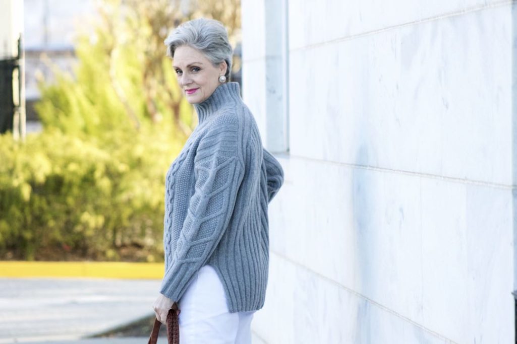 winter white, talbots boyfriend jeans, everlane chunky turtleneck, frye boots,