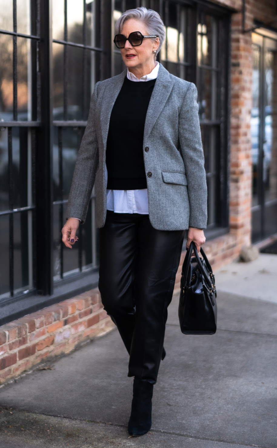 Styling Black Leather Trousers To Look Younger