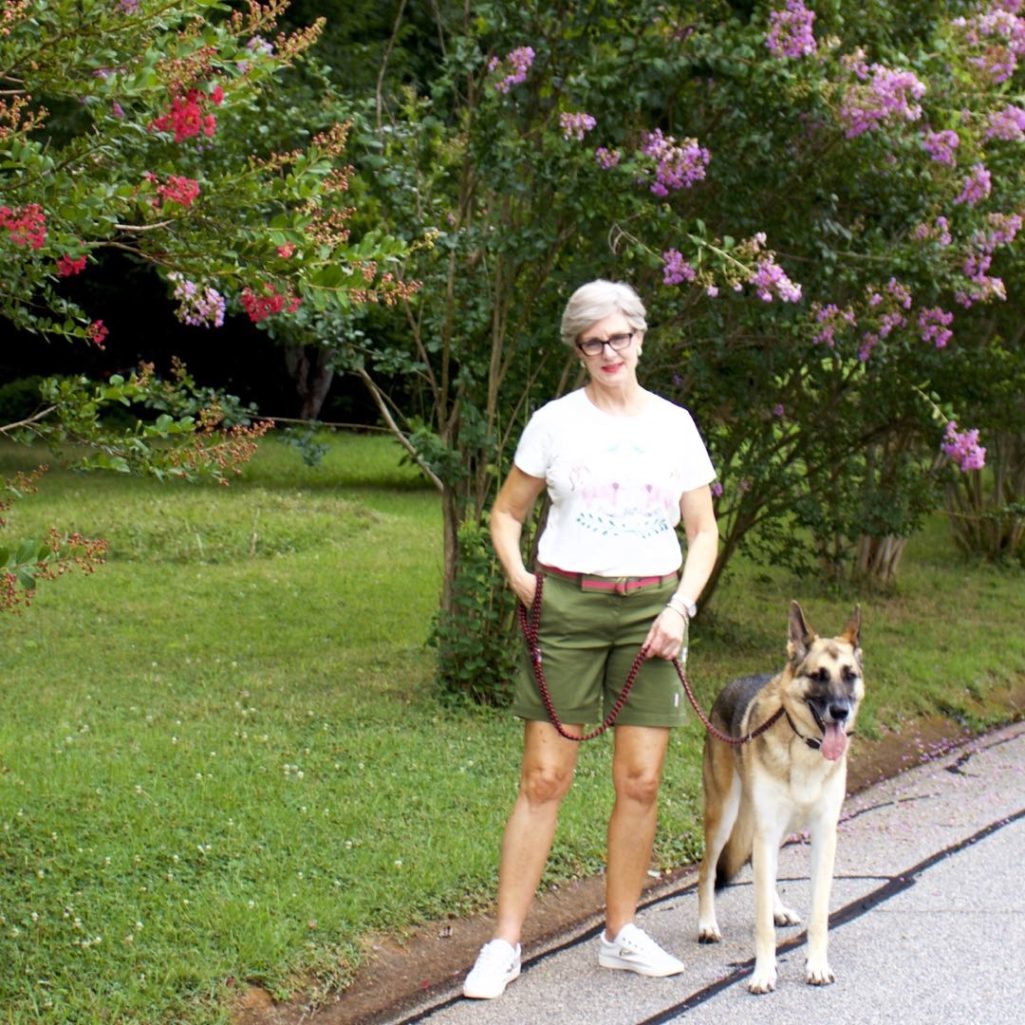 talbots distressed shorts, j.crew graphic tee, tretorn sneakers