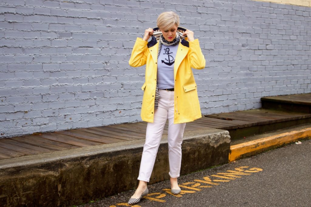 how to wear a yellow raincoat