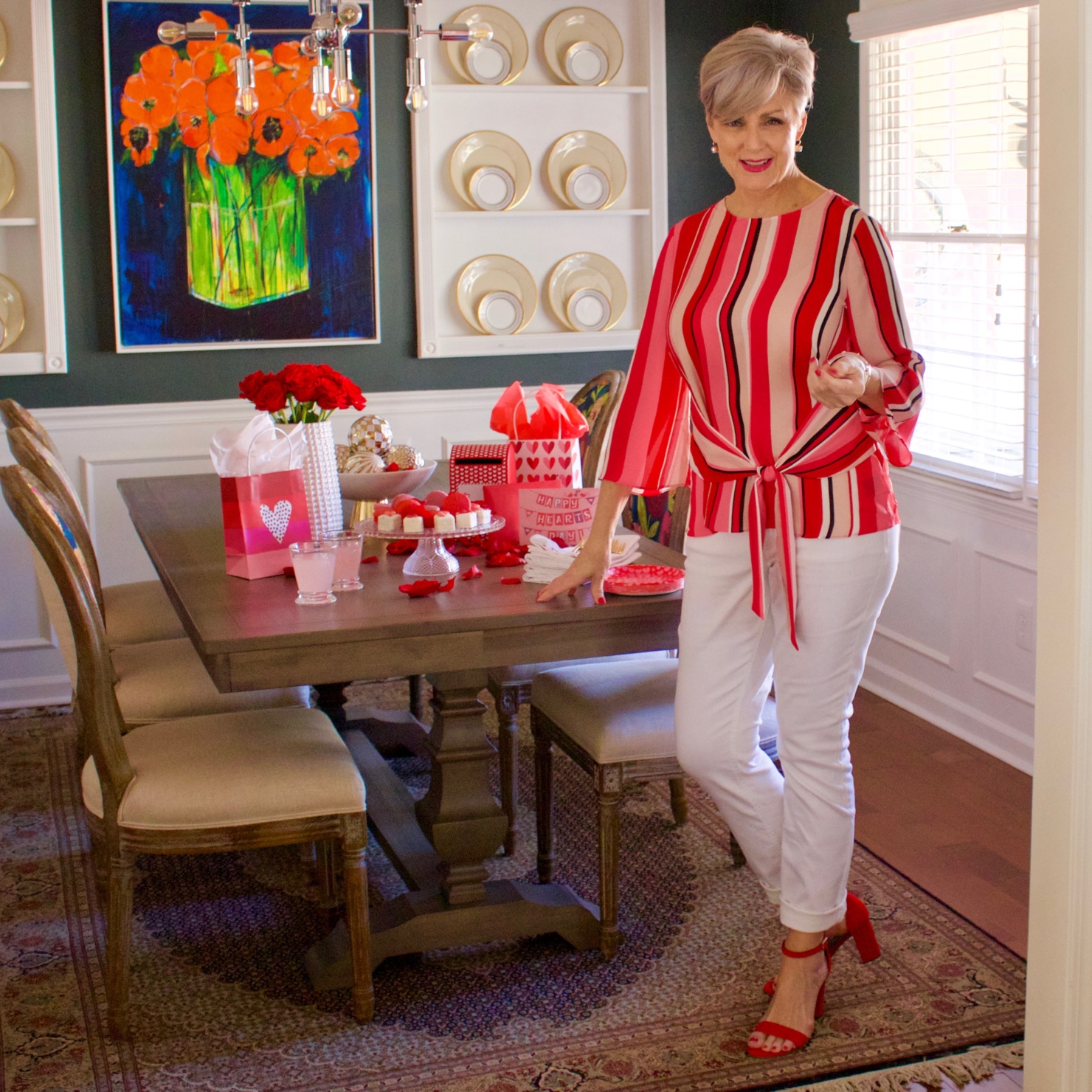 beth from Style at a Certain Age wears a striped blouse from the Love Now Wear Now collection from JCP