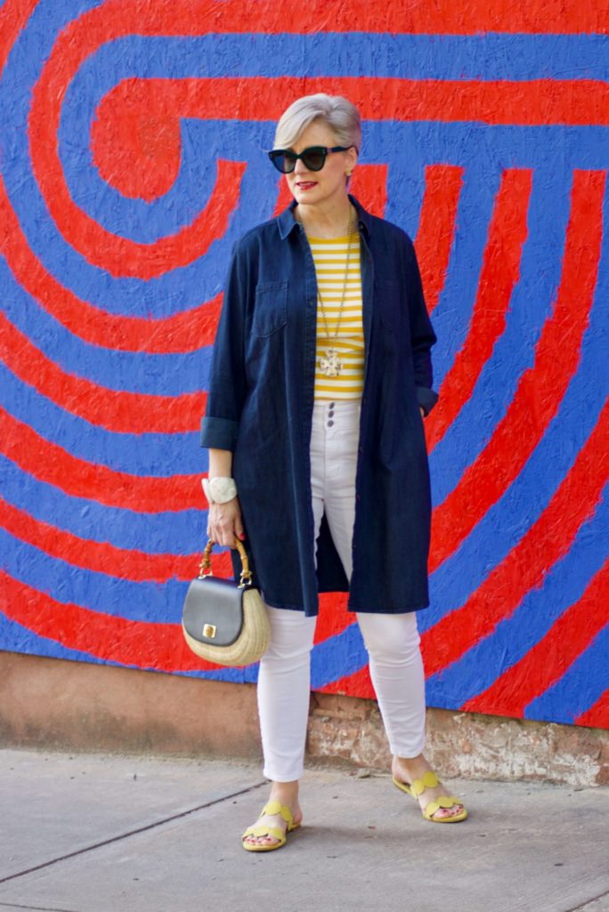 how to wear a denim duster