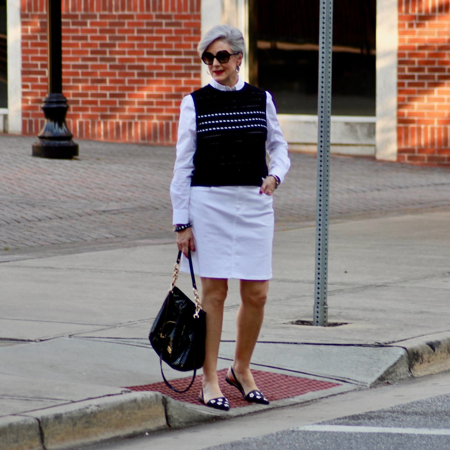 white denim skirt | Style at a Certain Age