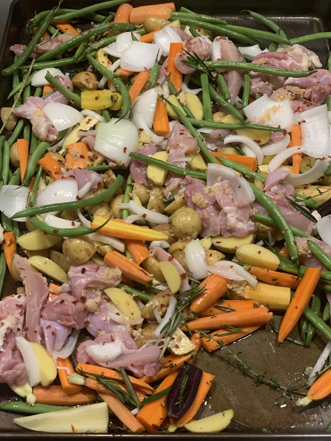 one pan roasted chicken & veggies