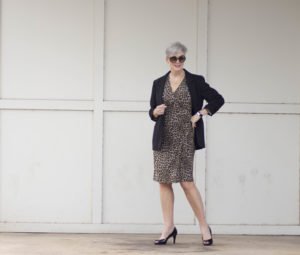 a leopard dress transitions from summer to fall