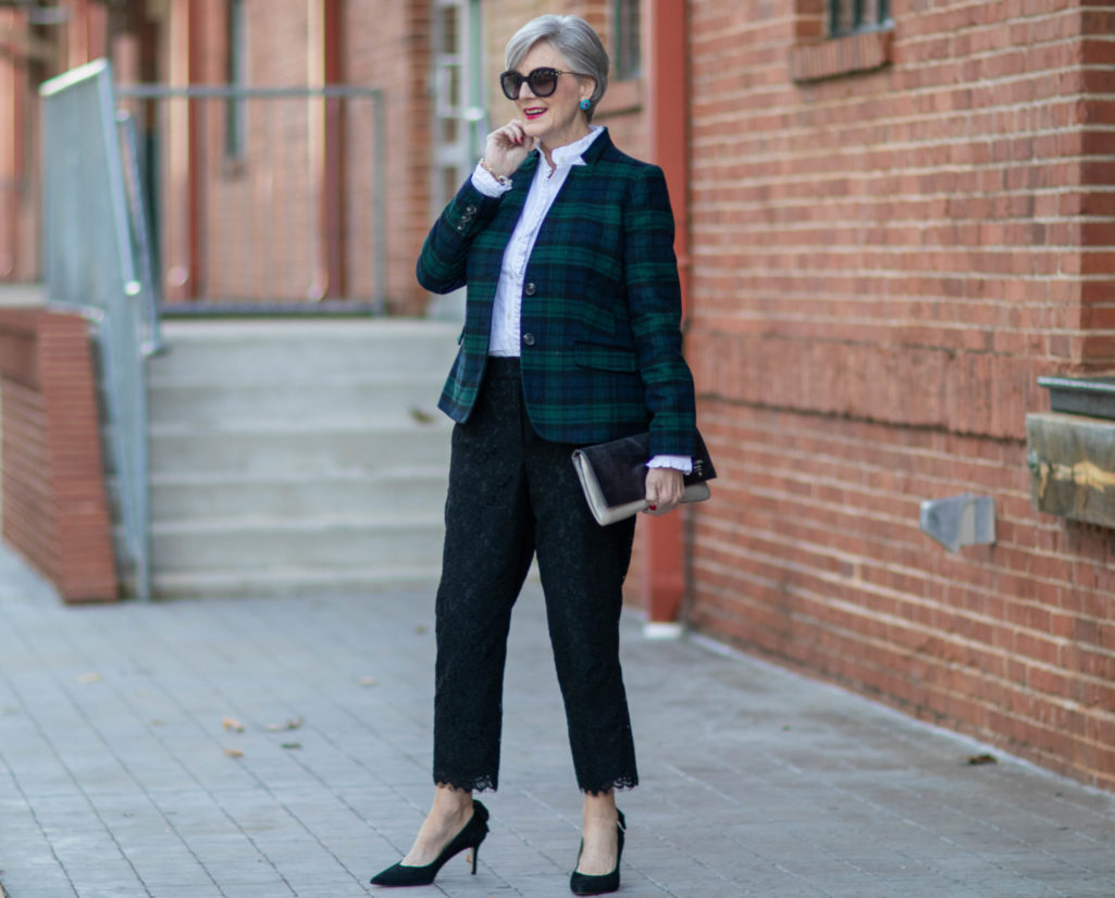 black watch plaid and lace pants