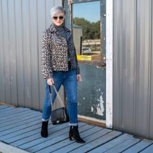 leopard jackets and suede booties