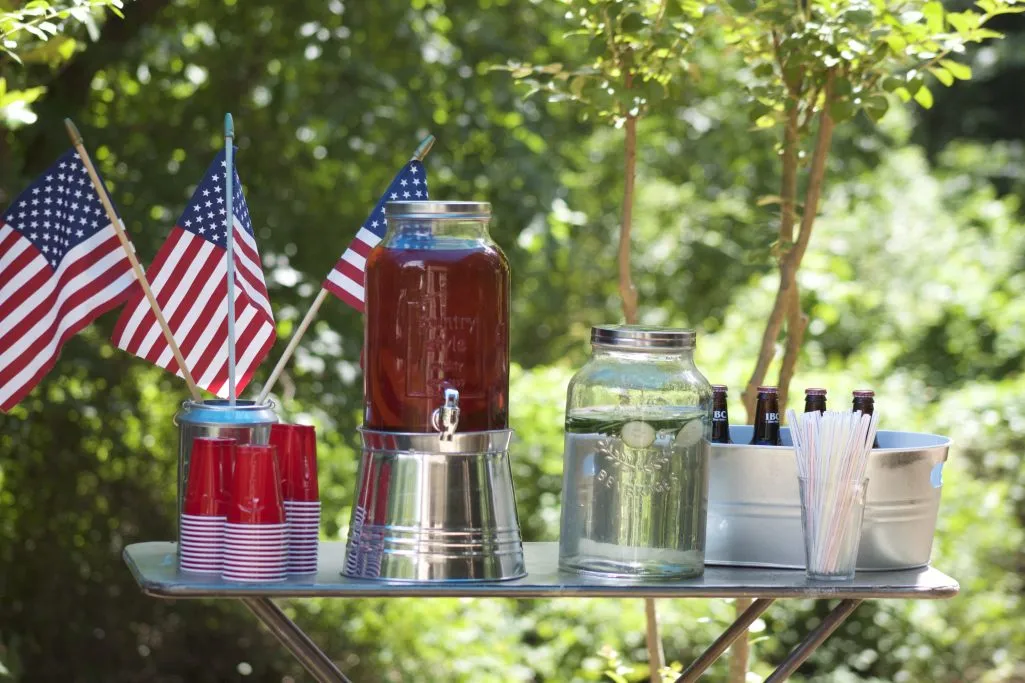 4th of July Backyard Barbecue beverage station