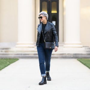 leather moto jacket for day and evening