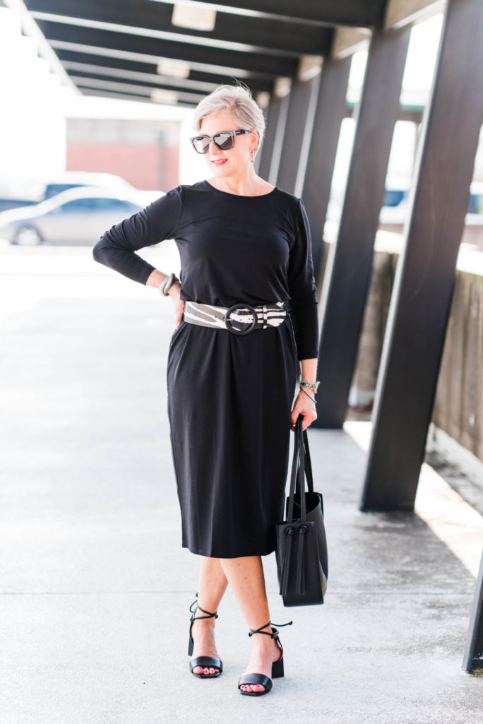 This Black Jersey Dress Transitions From Day to Night Easily