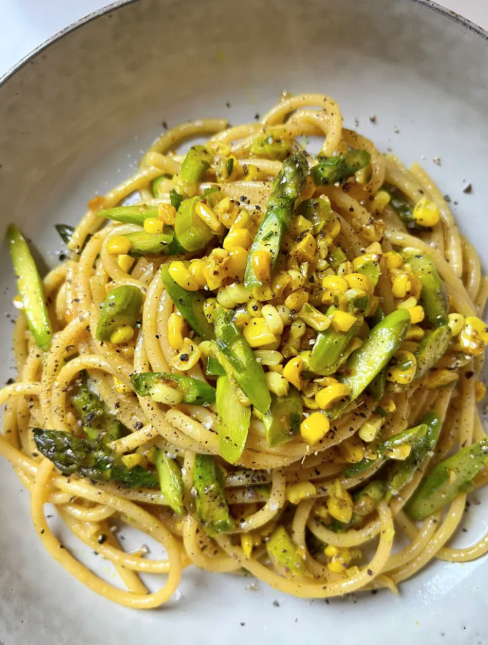 Corn and Asparagus Pasta