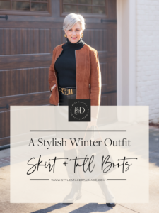 Stylish Winter Outfit: Skirt + Tall Boots