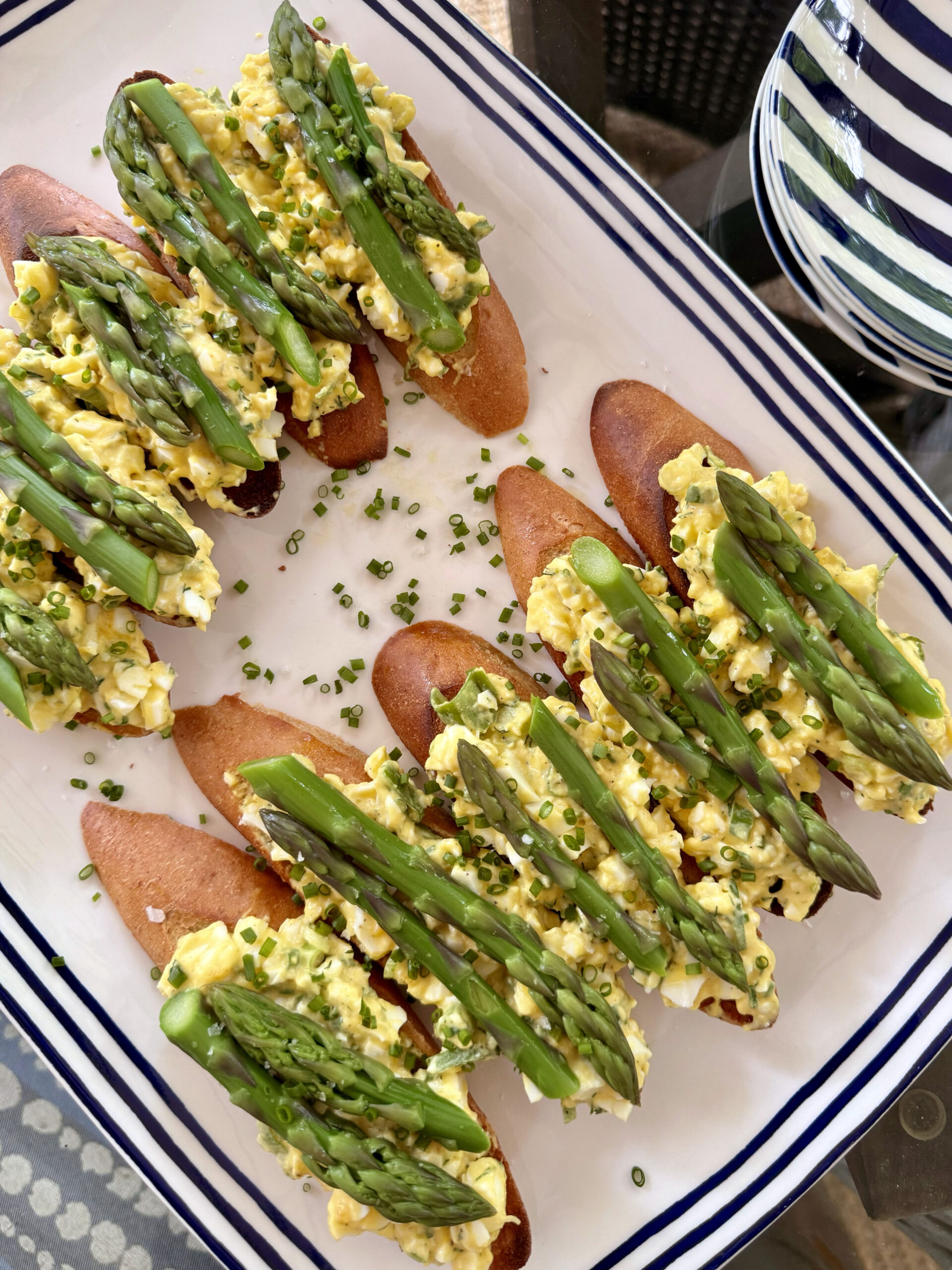 Deviled Egg Salad and Asparagus Tartines