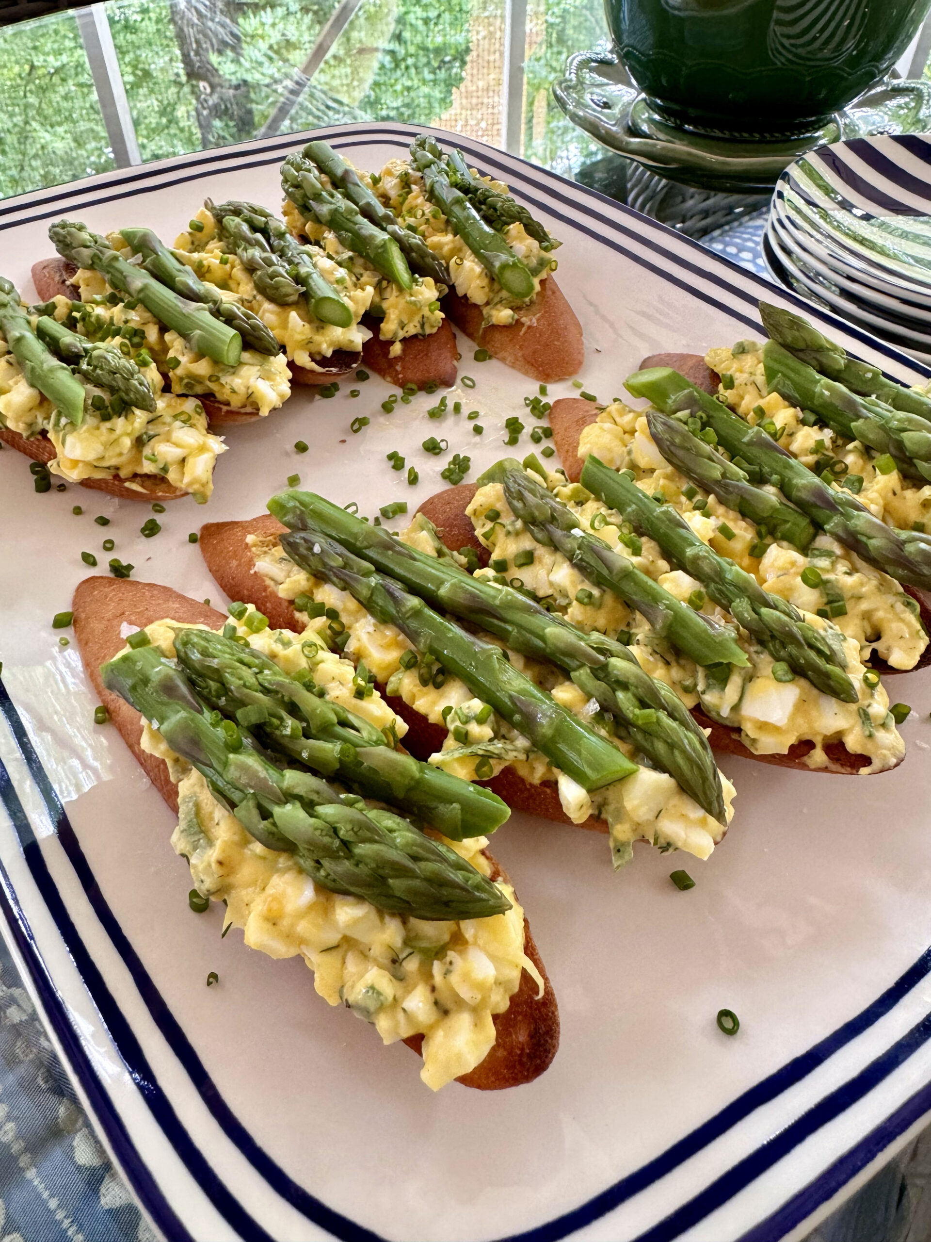 Deviled Egg Salad and Asparagus Tartines