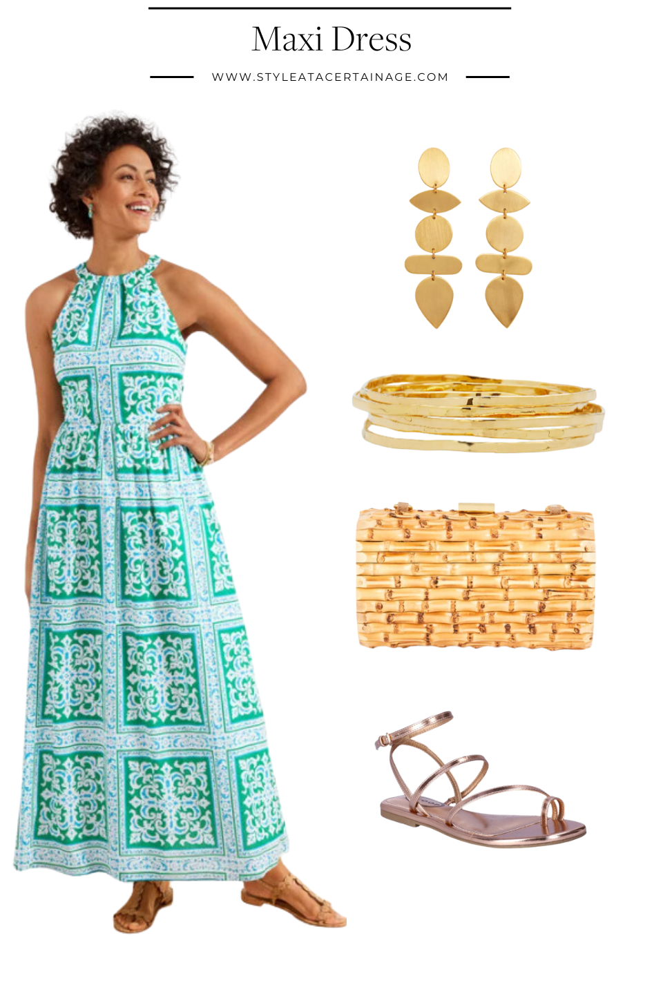 maxi dress and accessories | What to Pack for a Beach Vacation