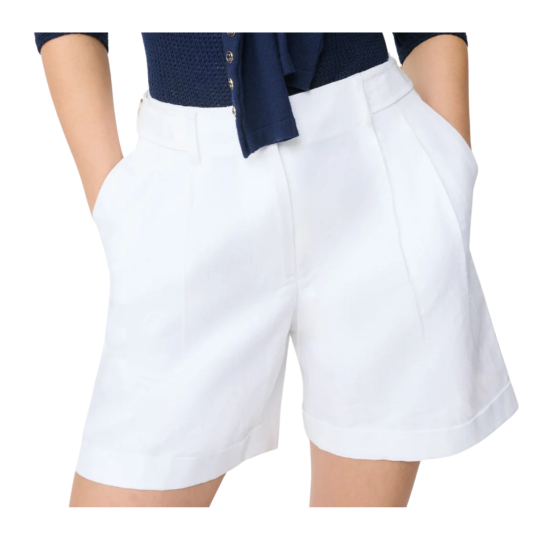 white linen shorts