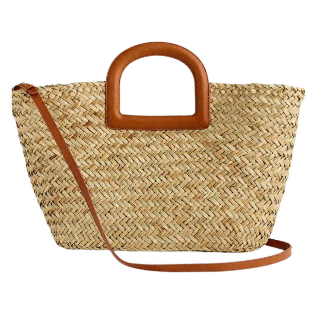 straw crossbody tote