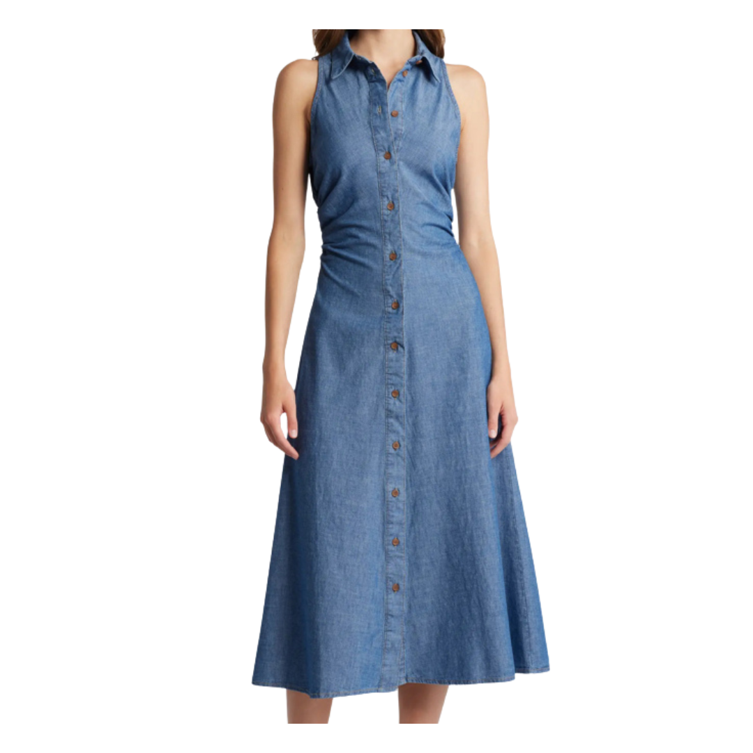 denim midi shirtdress