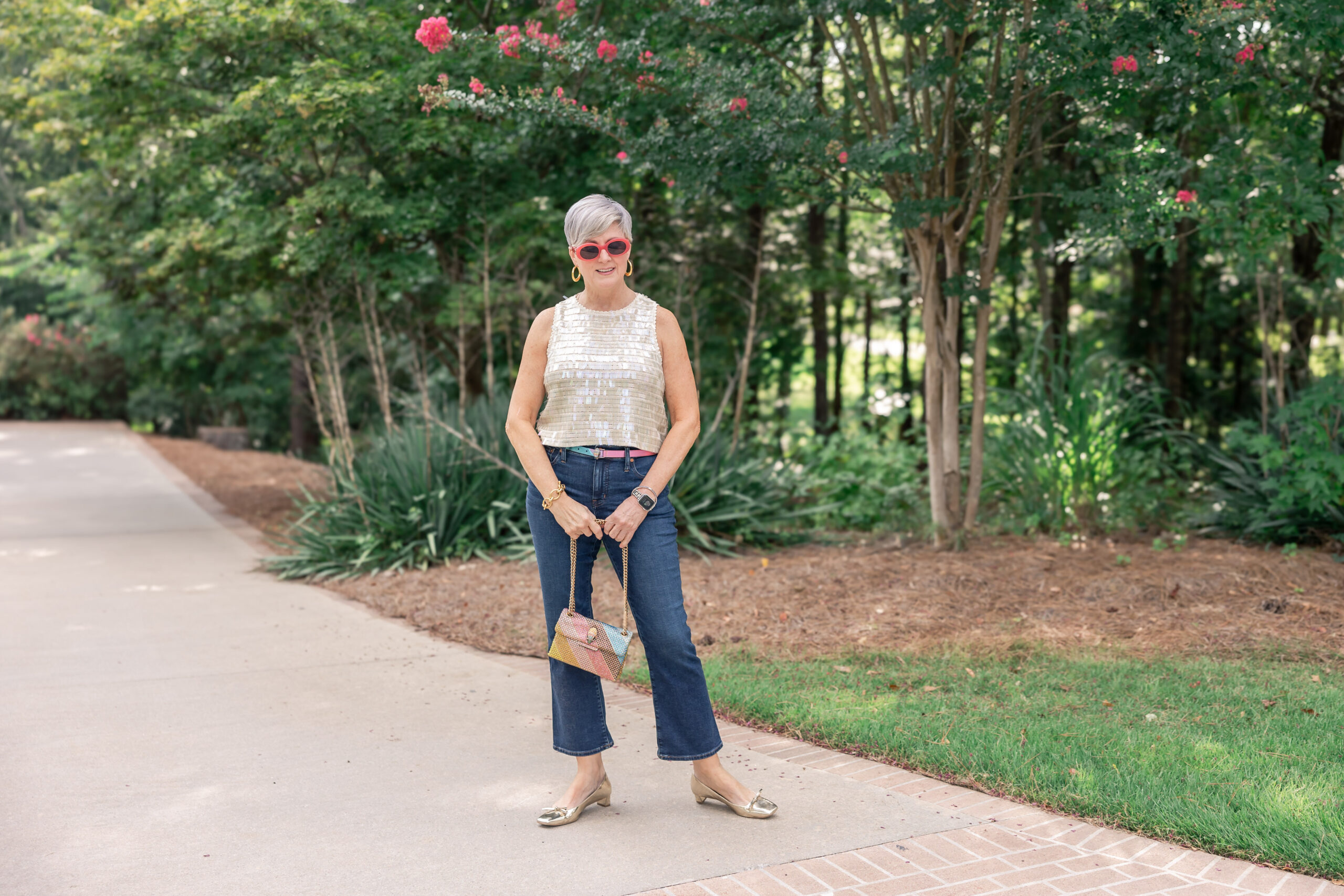 Sequin top casual outfit