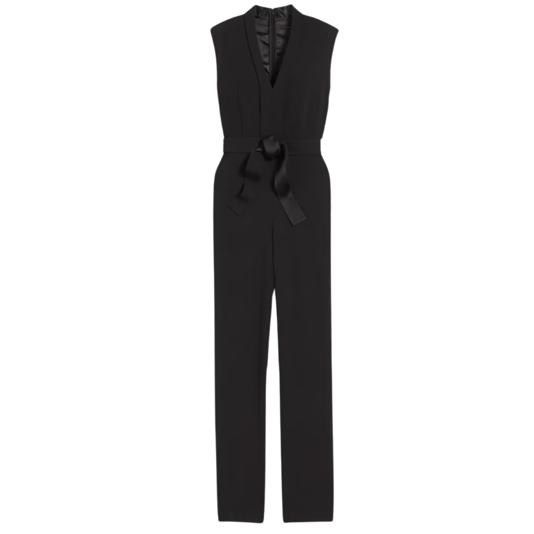 sleeveless tie waist jumpsuit