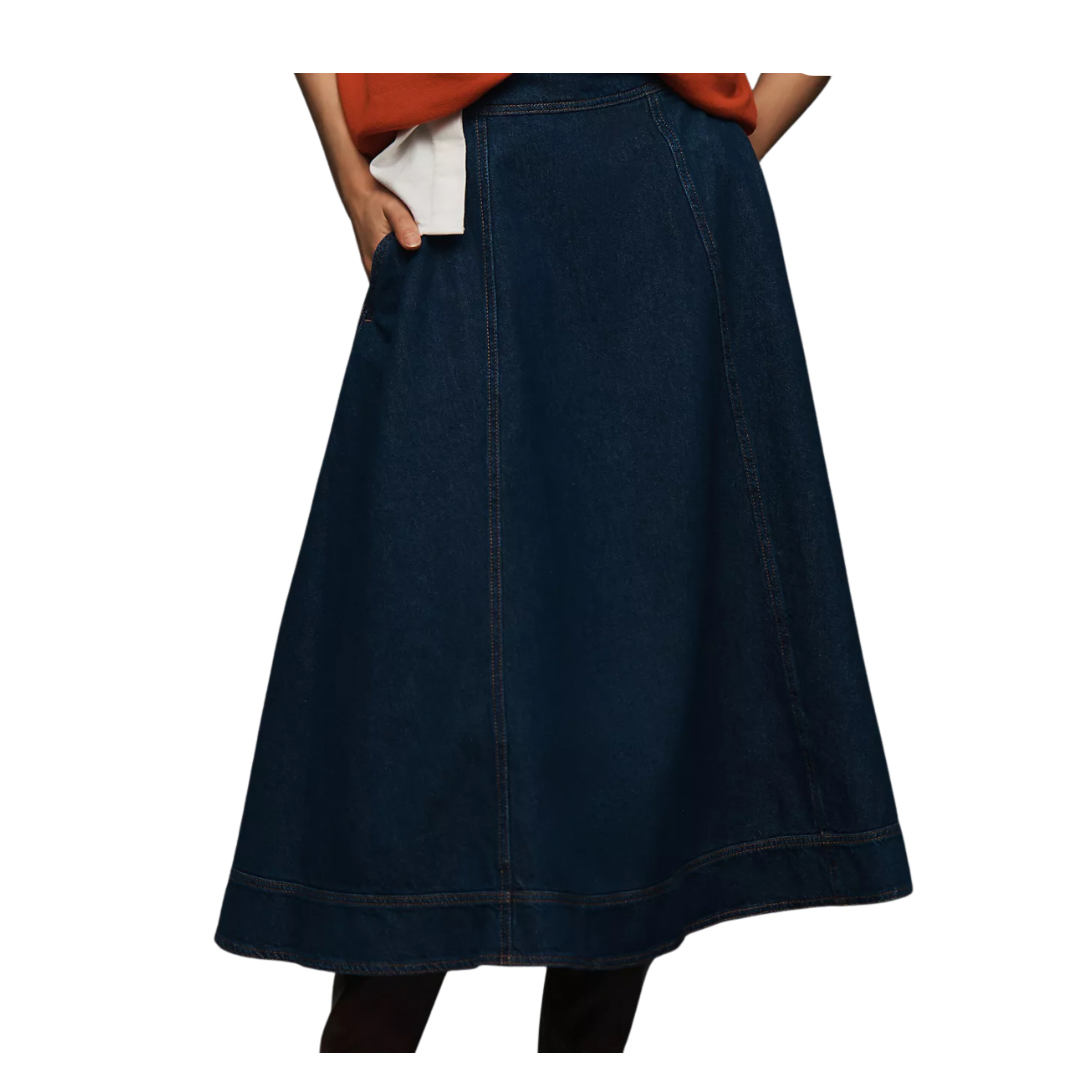 denim midi skirt