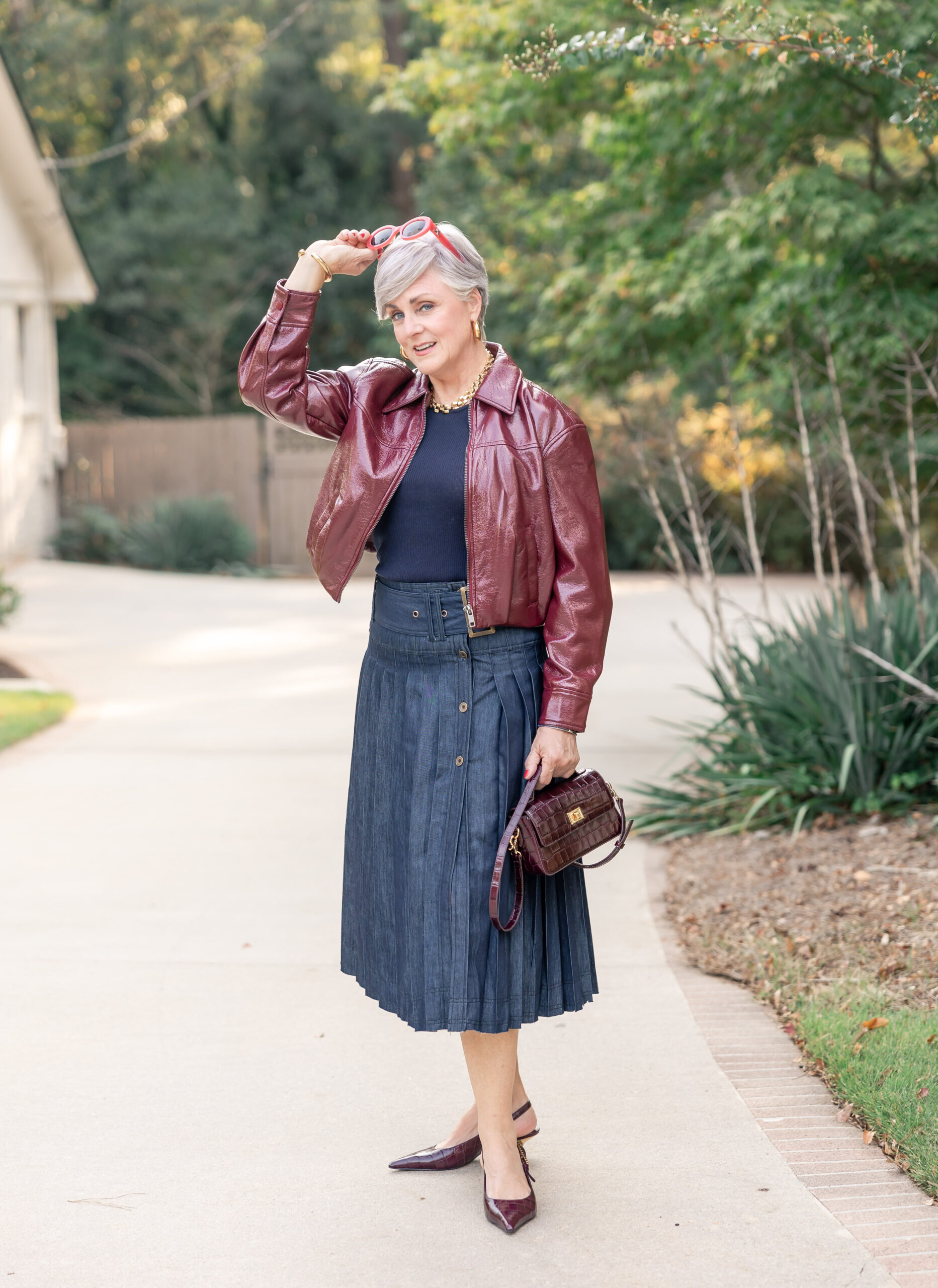 How to Wear a Skirt with Leather blazer