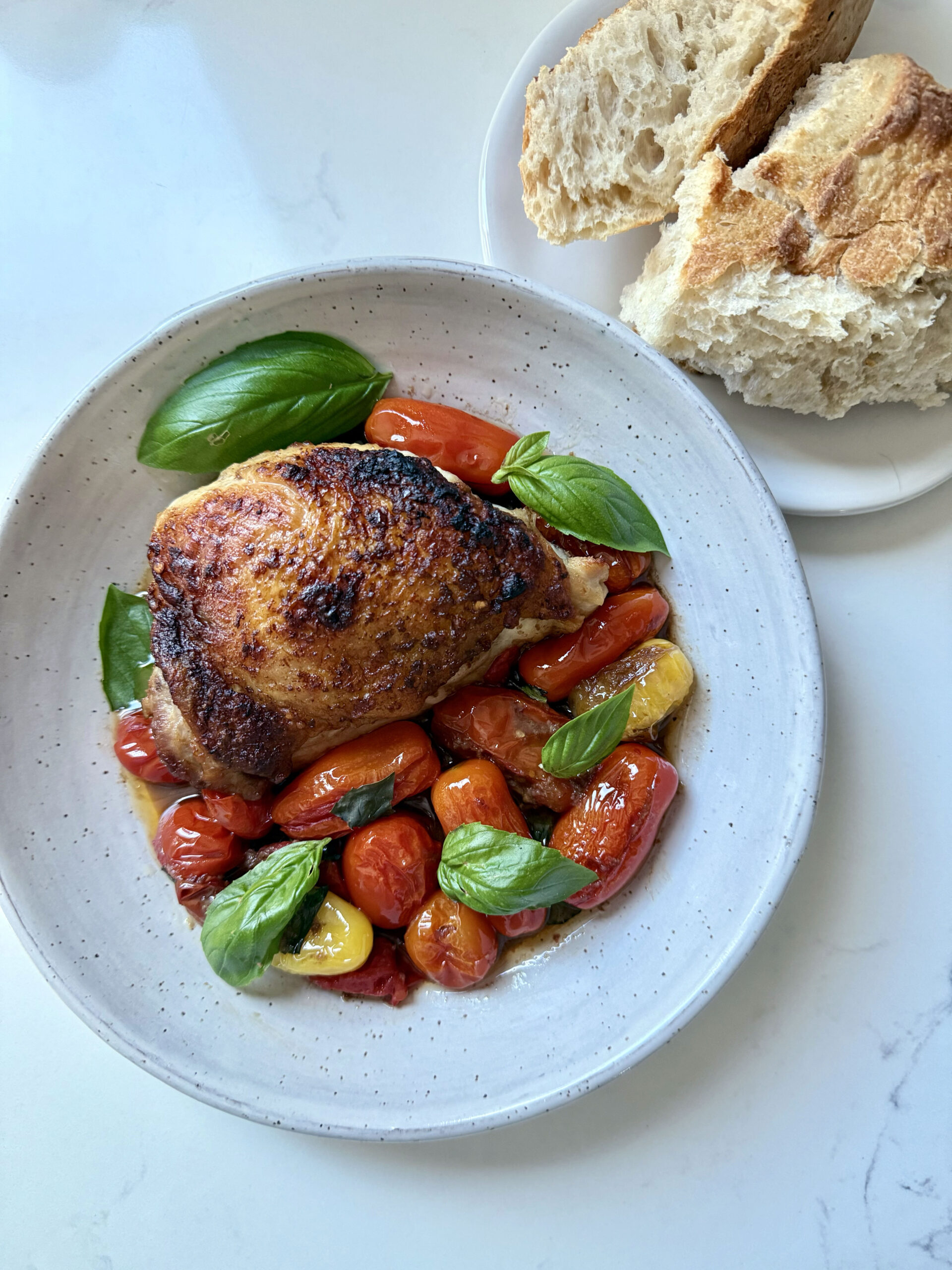 Balsamic Chicken Thighs with Burst Tomatoes