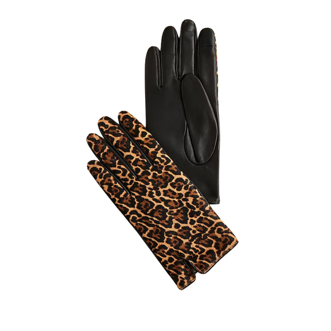 leopard calf hair gloves