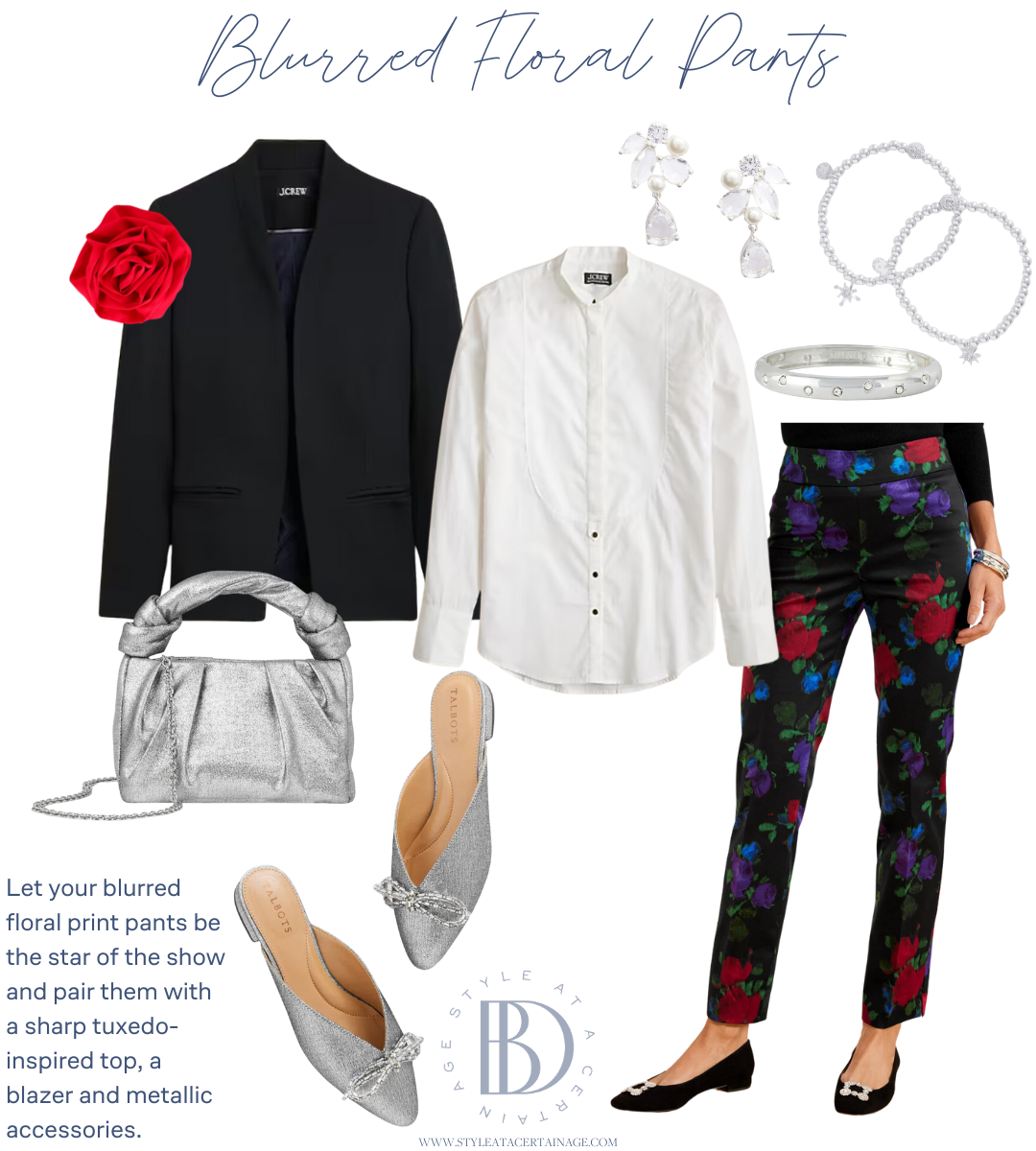 blurred floral pants outfit