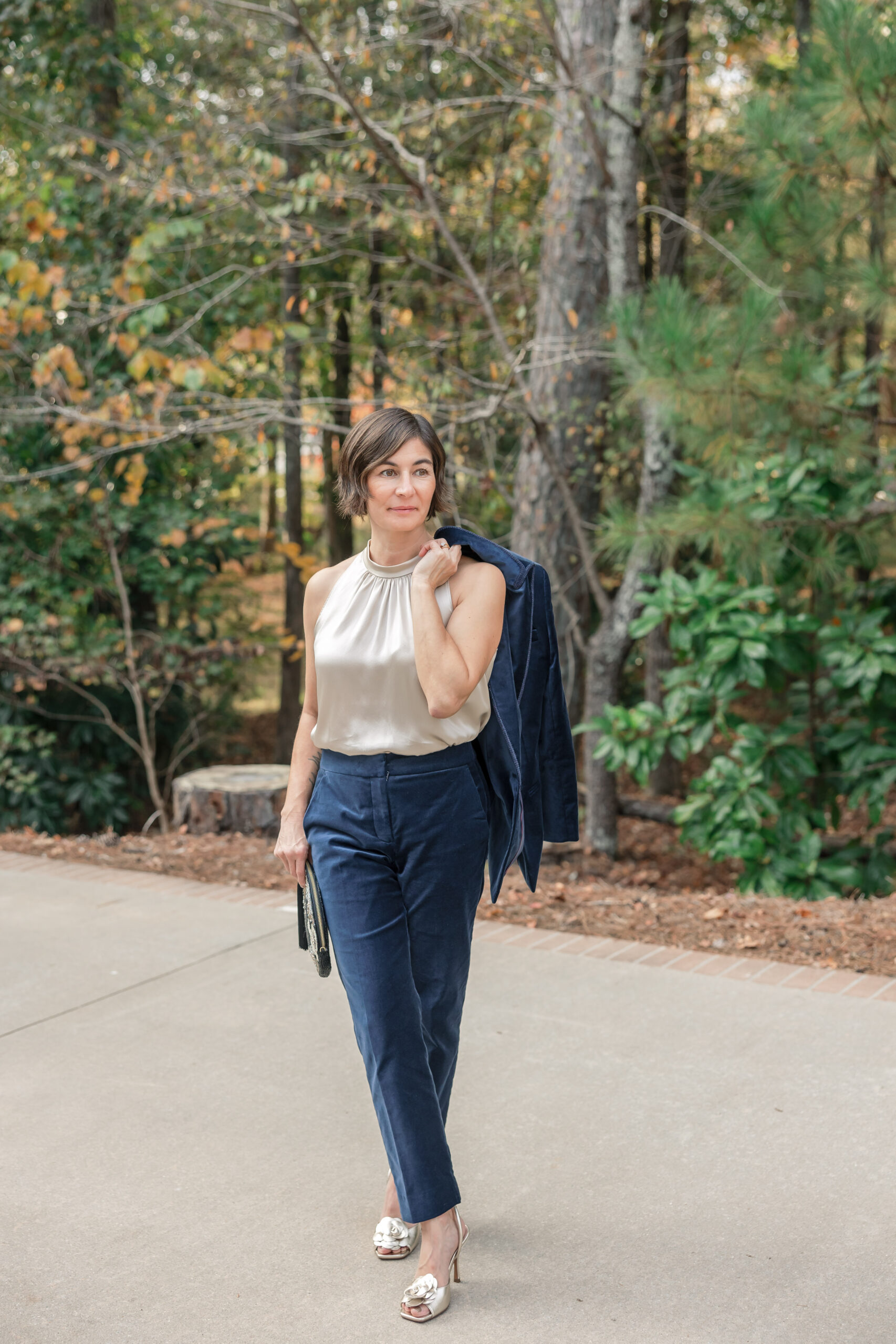 silk and velvet outfit