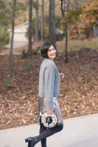 A Sparkly Holiday Outfit for Petites