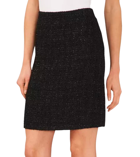 Black Metallic Tweed Skirt