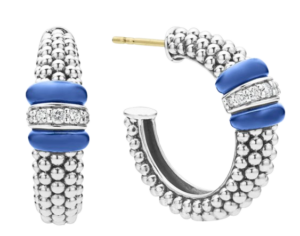 Lagos Ceramic Caviar Diamond Hoops