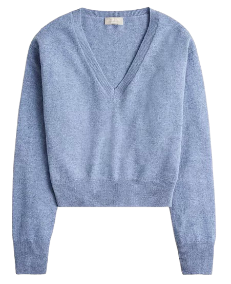 J.Crew Cashmere Shrunken V-Neck Sweater – Light Blue