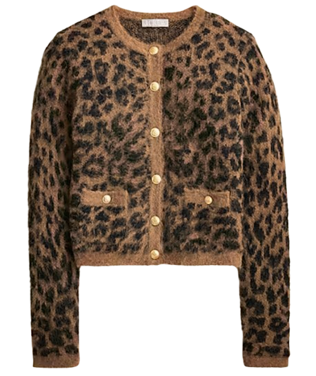 J.Crew Brushed Sweater Lady Jacket in Leopard