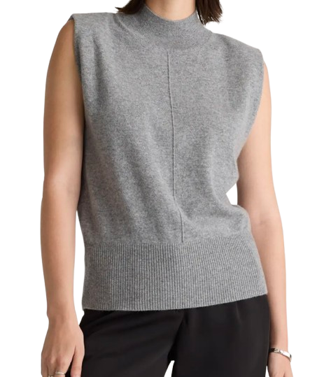 Quince Mongolian Cashmere Padded Shoulder Sweater Tank