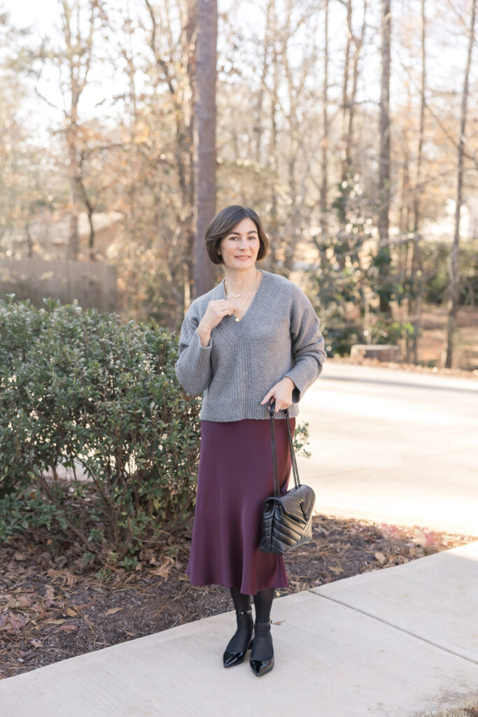 Winter Style: Mixing a Silk Skirt with an Oversized Sweater