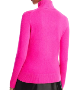 Aqua Cashmere Turtleneck Sweater – Neon Pink