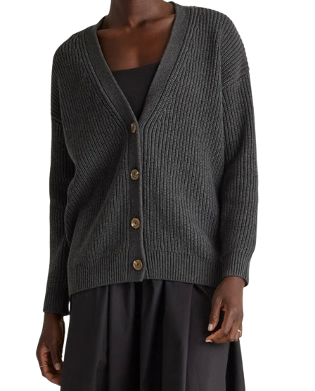 Quince Organic Cotton Oversized Boyfriend Cardigan