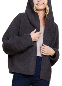 Barefoot Dreams Hooded Chevron Rib Cardigan