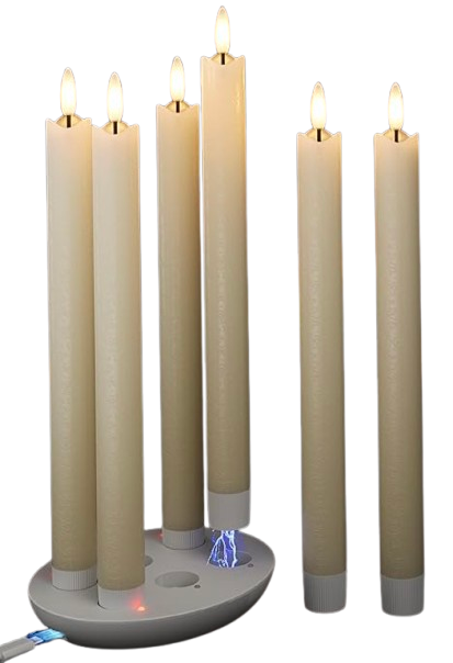 Rechargeable Flameless Taper Candles – Set of 6