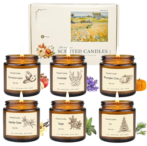 Aromatherapy Scented Candles – Set of 6