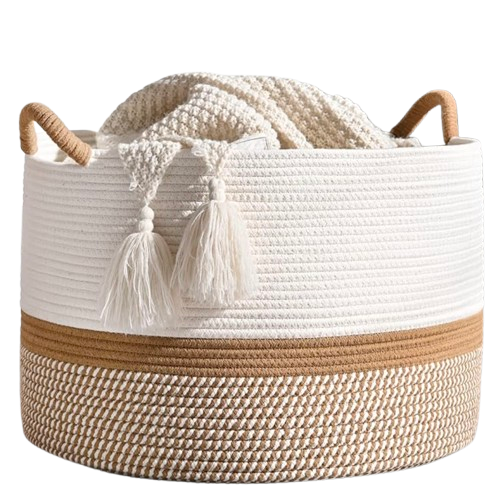 Large Woven Blanket Basket