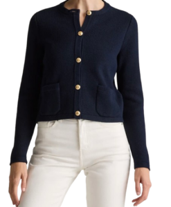 Quince Organic Cotton Sweater Jacket – Navy