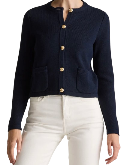 Quince Organic Cotton Sweater Jacket – Navy