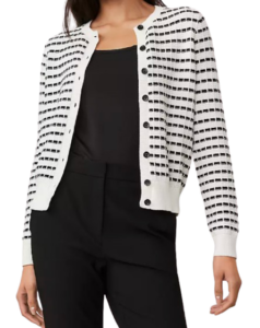 Ann Taylor Striped Textured Ann Cardigan