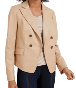 Talbots Faux Leather Double Breasted Blazer