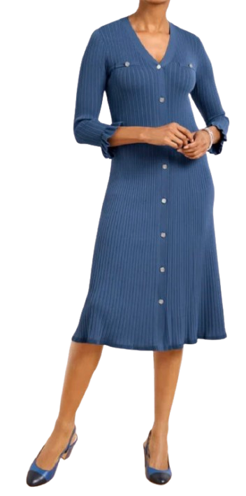 Talbots Button Front Midi Sweater Dress