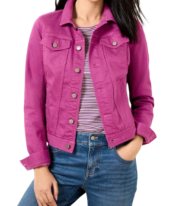 talbots classic jean jacket – pink